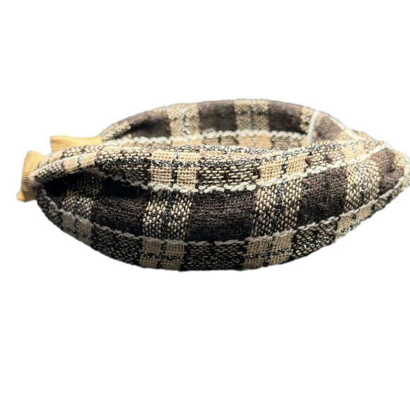 Fall Knit Plaid Twist Headband - Dark Brown - Picture 4 of 5